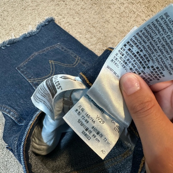 Levis Dark Indigo Distressed Denim Shorts - Picture 4 of 4